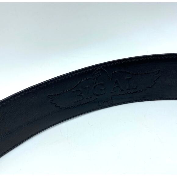 Vtg Big Al ,Al Beres black Leather Belt Silver overlay‎ Buckle 36 USA, Beretta - Picture 5 of 8